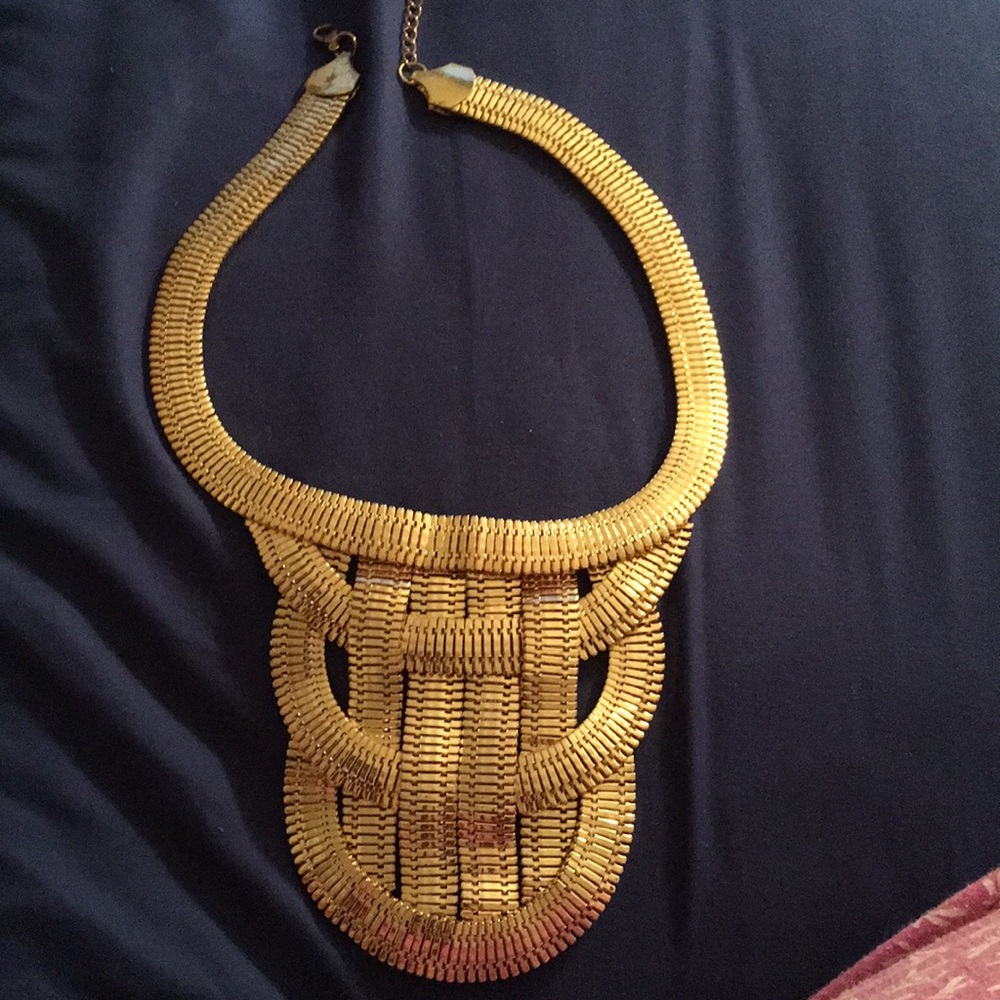 Gold lattice bib necklace